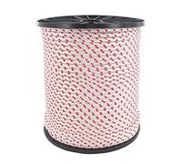 GREENSTAR - Corde De Lanceur - Diamètre 4mm - Haute Qualité - Pour Tondeuse, Débroussailleuse, Tronçonneuse & Plus - En Polyamide Blanche - Liseré Rouge - Rouleau De 100m