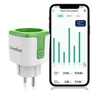 GreenSun 16A Prise Connectée WiFi Compatible avec Alexa, Google Home, Prise Programmable avec Mesure de Consommation d'Énergie, Commande Vocale et Contrôle à Distance 3840W