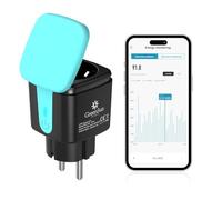 GreenSun Prise Connectée Extérieure IP44, 16A 3680W, Suivi de Consommation, Compatible Alexa et Google Home, Contrôle via Smart Life, WiFi 2,4 GHz, Cyan/Noir, 1 Unité