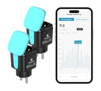 GreenSun Prise Connectée Extérieure IP44, 16A 3680W, Suivi de Consommation, Compatible Alexa et Google Home, Contrôle via Smart Life, WiFi 2,4 GHz, Cyan/Noir, 2 Unité