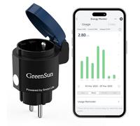 GreenSun Prise Connectée Extérieure WiFi Étanche (Type E), Smart Life, Compatible Alexa et Google Home, Programmation, Télécommande, WiFi 2,4 GHz, Bleu/Noir, IP44 1 Prise