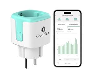 GreenSun Prise Connectée WiFi 16A Suivi Énergie Solaire Compatible Alexa
