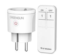 GreenSun Prise Telecommande Sans Fil 16A 3600W 30m Prise Connectée RF | Contrôle sans fil jusqu'à 30m, 16A/3680W, compatible ventilateur/cafetière/TV, prise type F, CE/RoHS, pile non incluse.