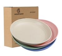 Greentainer Ensemble d'assiettes 4 pièces 19,8 cm, vaisselle dégradable, saine, incassable, assiettes à gâteaux pour enfants et adultes, sans BPA, allant au micro-ondes et au lave-vaisselle
