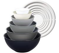 Greentainer Lot de 6 bols mélangeurs colorés en plastique avec couvercles, bols gigognes avec couvercles, 6 bols de préparation et 6 couvercles, passent au micro-ondes et au congélateur(Gris)
