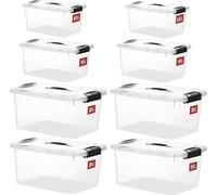 Greentainer Set de boîtes de rangement avec couvercle Empilable Organiseur 8 pièces Transparent