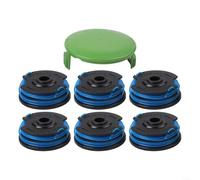 Greenworks 21212 21272-Lot de 6 bobines de fil en nylon avec capuchon - Tête de rechange pour tondeuse à gazon double ligne - Cordon de 1,65 mm pour l'entretien de la pelouse - Outil de coupe de