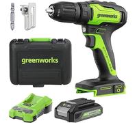 perceuse/visseuse 24v greenworks gd24dd35k2 - chargeur + batterie 2ah + mallette de transport - 3704007ua