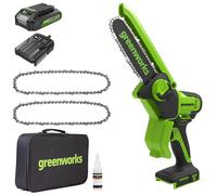 Greenworks 24V 10cm Mini Tronçonneuse Livré avec batterie 2ah et chargeur + Greenworks 10cm Pack de 2 chaînes
