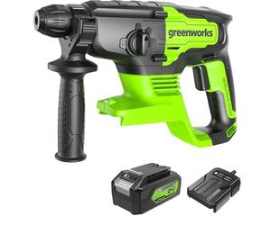 Greenworks 24V Lithium - ion Brushless SDS 2J Heavy Duty Marteau Perforateur Sans Fil Pour Béton 4 Modes de Vitesse Variable Batterie 4Ah et Chargeur Inclus Exclusivité Amazon