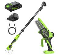 Greenworks 24V Mini Tronçonneuse 2-en-1 Sans Balais, 10cm Sans Fil, 7,8m/s, Élagueuse Électrique avec Batterie 2Ah & Chargeur 30W