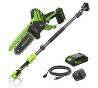 Greenworks 24V Mini tronçonneuse 2-en-1 sans balais, tronçonneuse sans fil 15cm/6in, vitesse de coupe 7,8m/s, élagueuse électrique avec batterie 2Ah et chargeur 30W