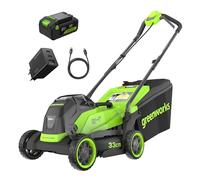 Greenworks 24V Tondeuse Gazon sans Fil avec Moteur sans Brosse, Largeur de Coupe 33 cm, Sac de 30L,Tondeuse Electrique Gazon Inclus Batterie 24V 4Ah et Chargeur, Garantie 3 Ans-MO24L411-01