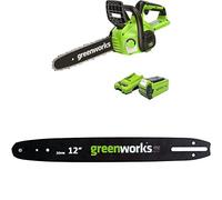 Greenworks 40V 30cm Tronçonneuse avec Batterie 40V 2Ah et Chargeur-G40CS30IIK2 + Greenworks barre de remplacement de 30 cm