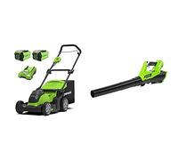 Greenworks 40V 41cm Tondeuse, souffleur, avec Batterie/Chargeur 2x2Ah