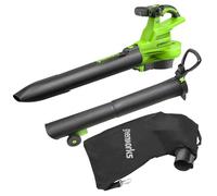 Greenworks 40V Aspirateur Souffleur de Feuilles GD40BVII | Moteur Brushless, vitesse jusqu'à 370 km/h, débit d'air jusqu'à 850 m³/h, sac de broyage 45 L, sans batterie ni chargeur