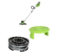 Greenworks 40V Coupe Bordure sans Fil pour Jardins, Largeur de 30 cm, Fil Nylon 1,65 mm à Alimentation Automatique, sans Batterie 40V 2Ah et Chargeur, G40LT + Greenworks Bobine Double Fil avec Carter