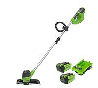 Greenworks 40V Coupe Bordure Sans Fil pour Jardins Moyens, Hauteur Réglable, Largeur de 30 cm, Fil Nylon 1,65 mm à Alimentation Automatique, 2 Batteries 40V 2Ah et Chargeur, Garantie 3 Ans G40LTK2X