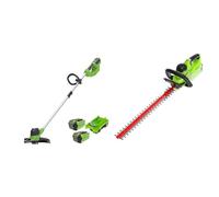 Greenworks 40V Coupe Bordure sans Fil pour Jardins Moyens, Hauteur Réglable, Largeur de 30 cm & G40HT61 Taille-Haie à Batterie, Lame Double Action de 61 cm, Coupe Jusqu'à 27 mm