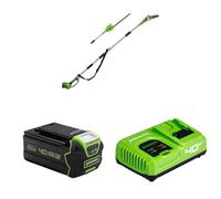 Greenworks 40V Élagueuse et Taille Haie à Batterie sur Perche 2-en-1 avec Bandoulière, Guide Tronçonneuse 20 cm, Lames Double Action 51 cm, Batterie 4Ah Chargeur, Garantie 3 Ans G40PSHK4