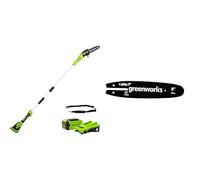 Greenworks 40V Élagueuse sur Perche, Longueur des barres 8 Pouces (20cm), Avec Batterie 40V 2Ah, Chargeur + Greenworks guide-chaîne Oregon de 20 cm