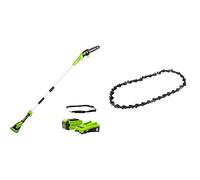 Greenworks 40V Élagueuse sur Perche, Longueur des barres 8 Pouces (20cm), Vitesse 8 m/s, 3,64 kg, Graisseur Automatique, Portée 2.58 m, Batterie 40V 2Ah, Chargeur + Greenworks Chaîne Oregon de 20cm