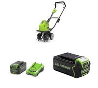 Greenworks 40V Motobineuse Électrique sans Fil, Motoculteur à Dents Avant 4Ah & 5Ah Batteries et Chargeur, Garantie 3 Ans G40TL