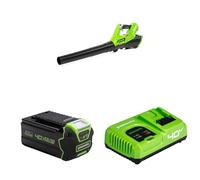 Greenworks 40V Souffleur à Batterie Axial de Feuilles Mortes sans Fil, avec Régulateur de Vitesse, 177 km/h, 11,05 m³/Min, Batterie 4Ah et Chargeur, Garantie 3 Ans G40ABK4