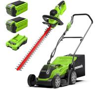 Greenworks 40V Tondeuse à Gazon Largeur de Coupe de 35 cm Avec 2x 2Ah Batteries et Un Chargeur G40LM35K2X Bonus 40V Taille-Haie Outil Uniquement G40HT61