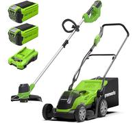 Greenworks 40V Tondeuse à Gazon Largeur de Coupe de 35 cm Avec 2x 2Ah Batteries et Un Chargeur G40LM35K2X Bonus 40V Coupe Bordure Sans Fil Outil Uniquement G40LT