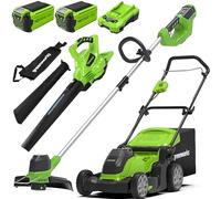 Greenworks 40V Tondeuse à Gazon Largeur de Coupe de 41 cm Avec 2x 2Ah Batteries et Un Chargeur G40LM41K2X Bonus 40V Coupe Bordure Sans Fil Outil Uniquement G40LT & 40V Aspirateur Souffleur GD40BV