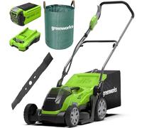 Greenworks 40V Tondeuse à Gazon sans Fil, Largeur de Coupe de 35 cm, Sac de 50L sans Batterie 40V Ni Chargeur-G40LM35K2 + Lame de Rechange de 35 cm + Sac à déchets de Jardin 120 L