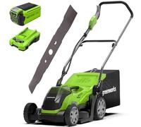 Greenworks 40V Tondeuse à Gazon sans Fil pour Pelouses Jusqu'à 500 m², Largeur de Coupe de 35 cm, Sac de 50L sans Batterie 40V Ni Chargeur, Garantie 3 Ans-G40LM35K2 + Lame de Rechange de 35 cm