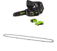 Greenworks 40V Tronçonneuse à Batterie Top Poignée Moteur Sans Balais, Longueur Guide-Chaîne 25 cm, Avec Batterie 40V 2Ah, Chargeur + Greenworks Chaîne de remplacement 25cm