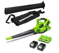 Greenworks Souffleur-Aspirateur de feuilles 48V (24V x2) GD24X2BVK4 – 322 km/h, 2x4 Ah, Sac 45 L