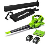 Greenworks POWERALL 48V (24V x 2) Souffleur / Aspirateur à feuilles 322 km/h avec 2x 4Ah Battery