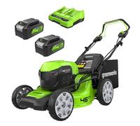 Greenworks 48V (24V x 2) Tondeuse à Gazon Sans Fil Autopropulsée Pelouses Jusqu'à 480m², Largeur de Coupe 46cm, Sac 55L, INCLUS 2 X 24V 4Ah et Chargeur Double, Garantie 3 Ans , GD24X2LM46SPK4X