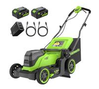 Greenworks 48V (24V x 2) Tondeuse Gazon Batterie sans Fil, Largeur de Coupe 41cm, Sac 40L, Tondeuse Electrique Gazon Inclus 2 X 24V 4Ah et Chargeur Double, Garantie 3 Ans, MO48L422-01
