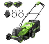 Greenworks 2x24 V BL 36 cm Tondeuse à pousser Gen2 Kit (2x4 Ah USB + chargeur 100 W + 2x câbles 100 W)