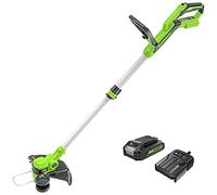Greenworks Coupe-bordures 24V 30cm avec Batterie 2Ah et Chargeur, Bobine Double de Cordon 3 Pièces Incluses