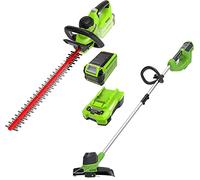 Greenworks Coupe-bordures à batterie G40LT et taille-haies à batterie G40HT61 (Li-Ion 40 V 30cm largeur de coupe 7000 tr/min 61cm longueur de coupe 3000 CPM avec batterie 2Ah et chargeur)