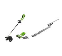 Greenworks Coupe-bordures et Débroussailleuse 40V 40cm, Embout avec Taille-haie avec 2 Batteries 2Ah et Chargeur