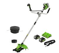 Greenworks Coupe-Gazon sans fil 48V(2×24V) 38cm, 25cm Lame de débroussaillage, tête de coupe 1pcs, incl. 2 Batteries 4Ah & Chargeur