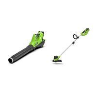 Greenworks Débroussailleuse à batterie G40LT et aspirateur-souffleur de feuilles GD40BV (Li-Ion 40 V 30cm largeur de coupe 7000 rpm 280 km/h vitesse de l'air sans batterie ni chargeur)
