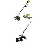 Greenworks Débroussailleuse à Batterie, Largeur de Coupe 40 cm, Fil en Nylon 2 mm ou Lame 25 cm, 2 Batteries 40V et Chargeur,GD40BC + Greenworks Lame de Coupe