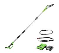 Greenworks Élagueuse sur Perche sans Fil sur Batterie 24V Lithium-Ion avec Batterie 2Ah et Chargeur + Greenworks Chaîne De 20cm pour Tronçonneuse Élagueuse (Modèles 20147, 2000107 & 20157) - 29507