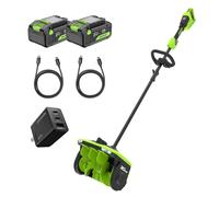 Greenworks Fraise à Neige sans Fil (48V, Largeur utile 30cm, Hauteur de Neige Max. 20cm) avec 2 Batteries de 4,0 Ah & 65W USB C Chargeur - SS3002