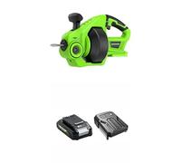 Greenworks G24DA Déboucheur Sans Fil (550 tr/min, Tige 7,5m) + Batterie 24V 2Ah & Chargeur Bundle - Garantie 3 Ans
