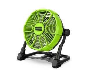 Greenworks G24FAN Ventilateur Hybride Sans Fil Crochet Suspension, ⌀ 25,4 cm, 2600 tr/min, 5 Vitesses, Rotation 360°, Compatible Câble d'Alimentation CA, SANS Batterie 24V Ni Chargeur, Garantie 3 Ans
