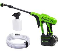 Greenworks G24PW Nettoyeur Haute Pression Sans Fil Portatif - 24Bar, 180L/heure, 300W Bouteille Détergent, Tuyau Siphon 6m, SANS Batterie 24V ni Chargeur, Garantie 3 Ans